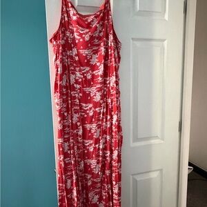 Salmon and white Maxi Dress